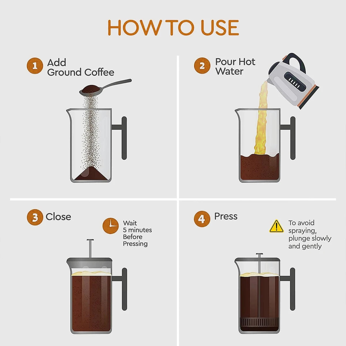 Premium French Press Coffee Maker - Double Wall Stainless Steel