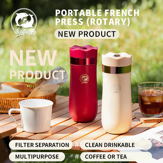 Premium Portable French Press Travel Mug - 320ml Stainless Steel Coffee Companion