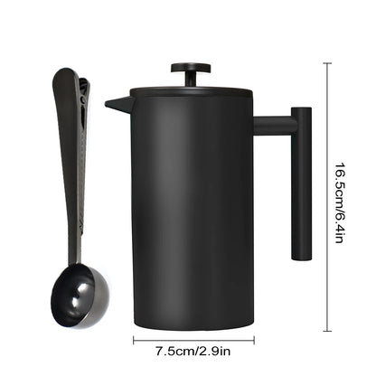 Premium French Press Coffee Maker - Double Wall Stainless Steel