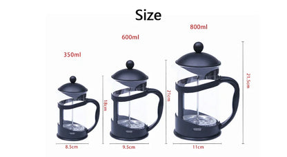 Premium Glass French Press Coffee Maker - 350/600/800ml
