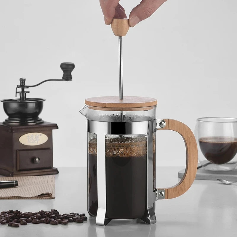 Premium Stainless Steel French Press - Coffee, Tea & Milk Frother