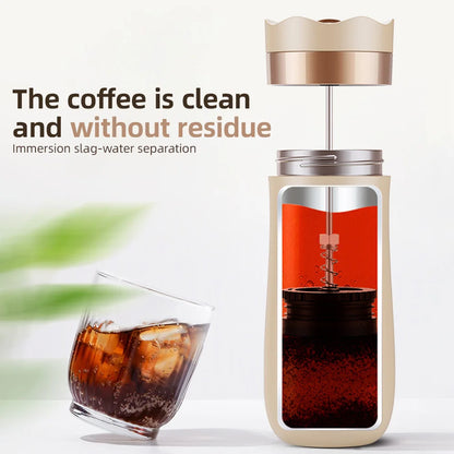 Premium Portable French Press Travel Mug - 320ml Stainless Steel Coffee Companion