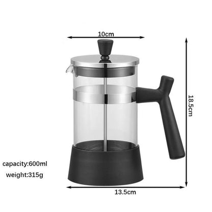 Premium French Press Coffee Maker - 600ml Glass Carafe