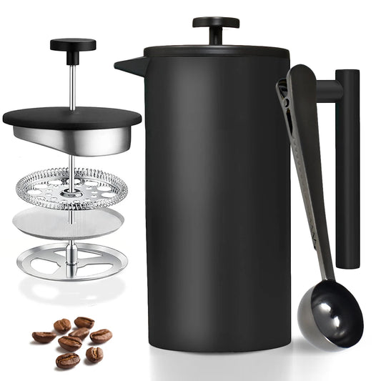 Premium French Press Coffee Maker - Double Wall Stainless Steel