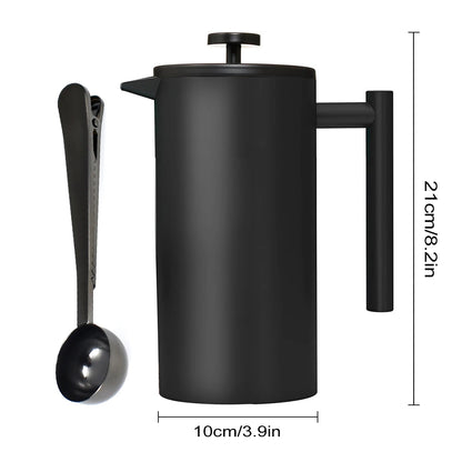 Premium French Press Coffee Maker - Double Wall Stainless Steel